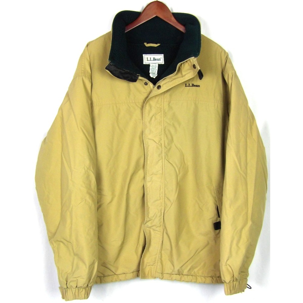 L.L. Bean Zip-Up Sherpa Fleece Lined Zip-Up Khaki Parka Jacket Men's XL Tall